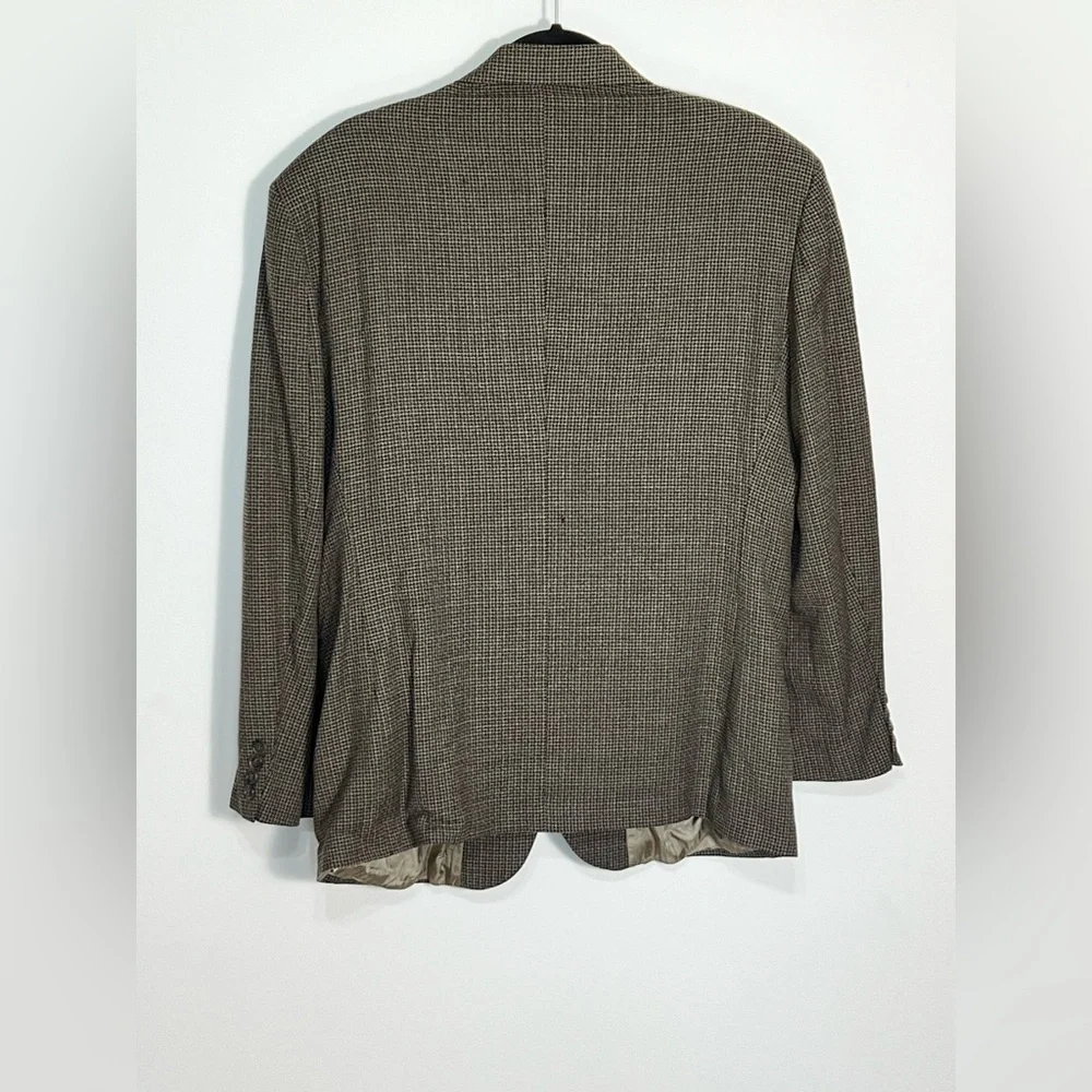 Haggar Vintage Men's Blazer Jacket Size 44L Brown Tweed Wool Blend Sport Coat